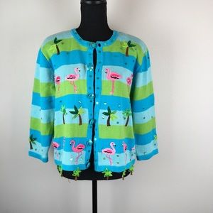 Jack B Quick tropical flamingo palm tree sweater